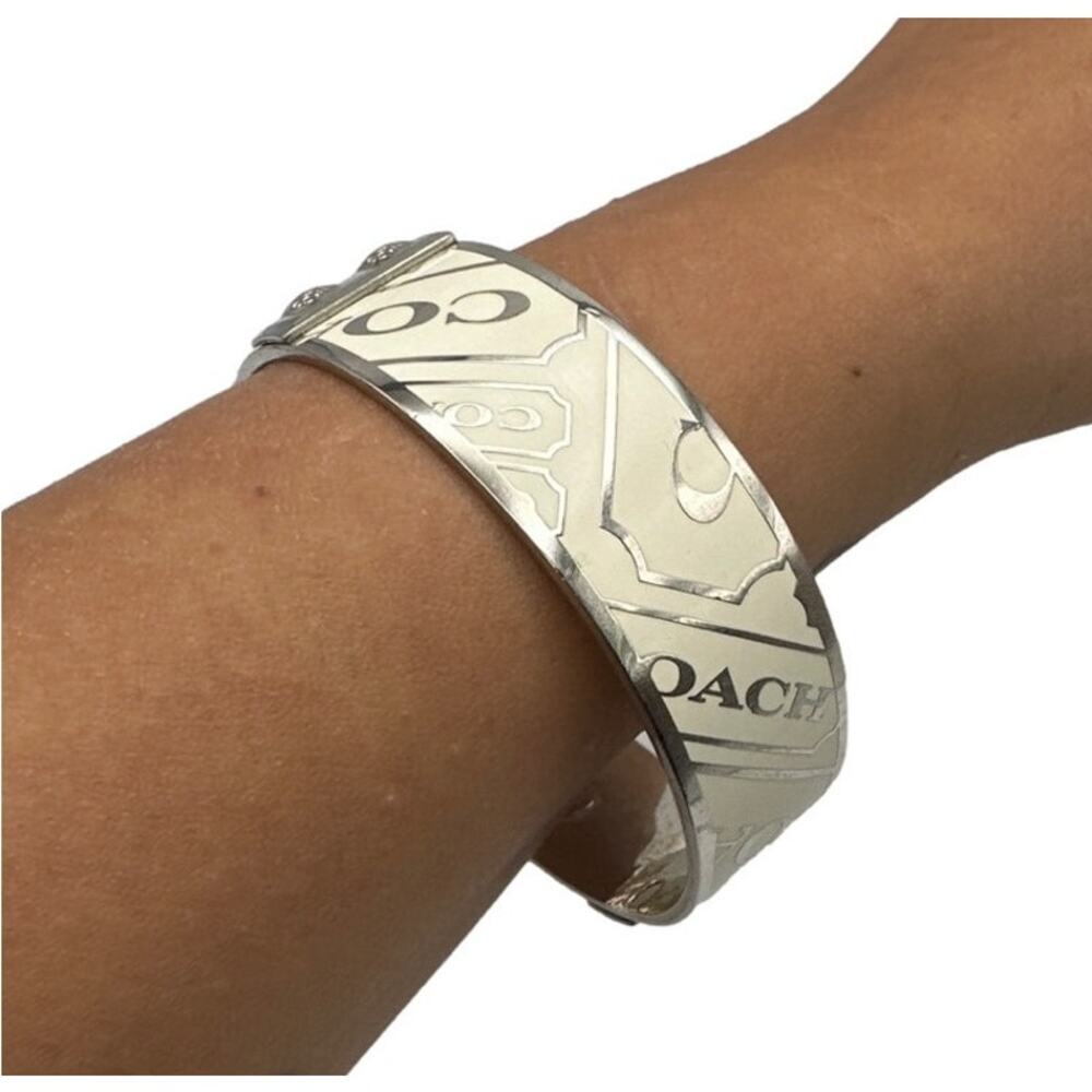Coach Off White and Silver Bangle Bracelet